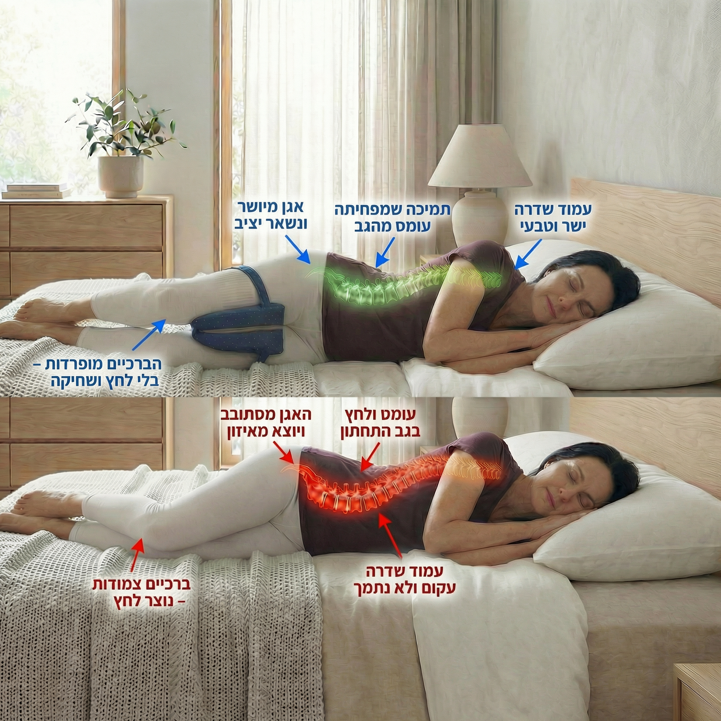 כרית ברכיים אורטופדית - לשינה טובה ובריאה יותר